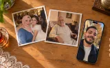 Separate photos on a table