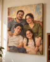 A family portrait in oil paint