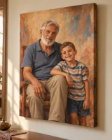 A portrait of a grandfather and his grandson